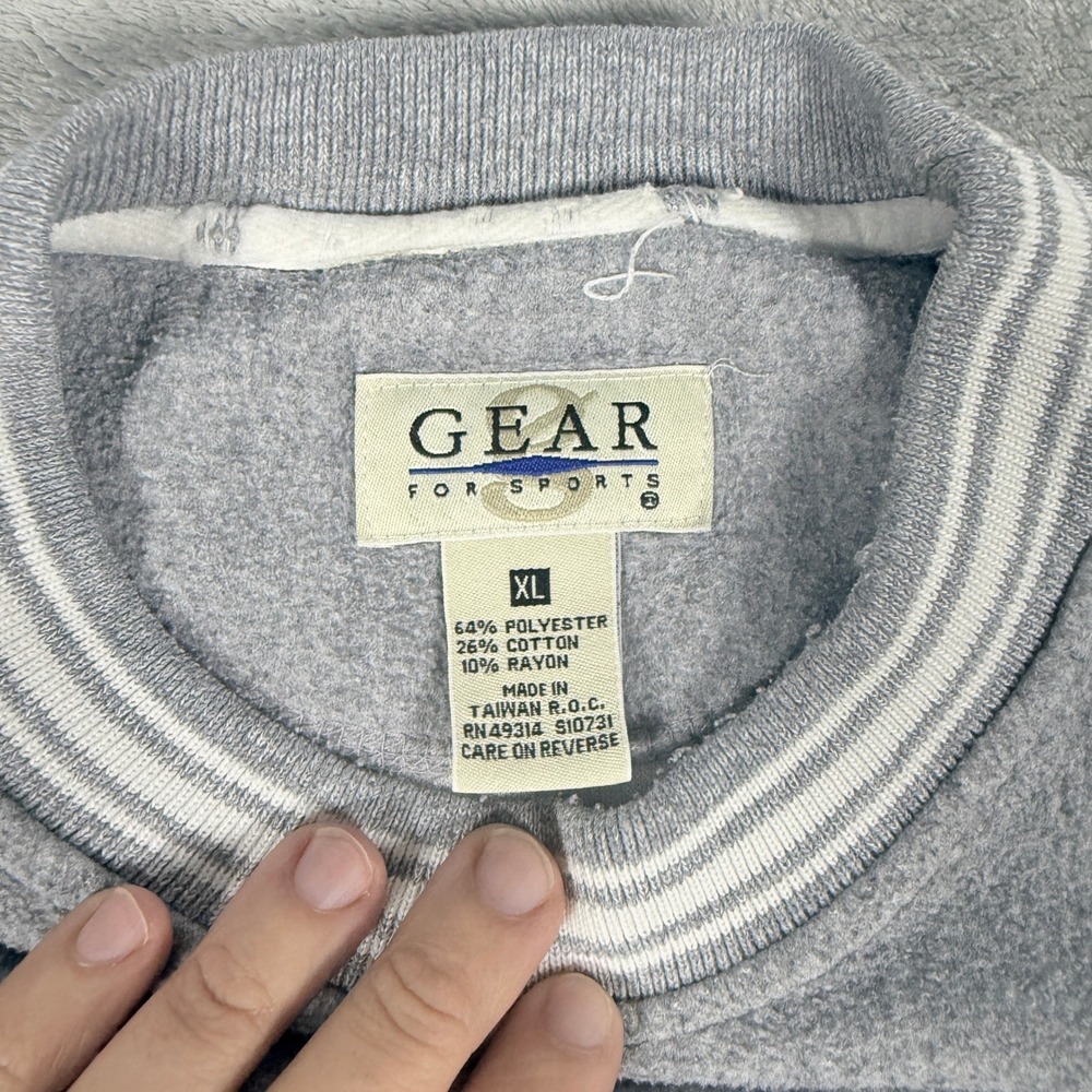 Vintage Gear For Sports Mens XL Michigan Sweatshirt Gray Striped Trim Crewneck - Picture 3 of 8
